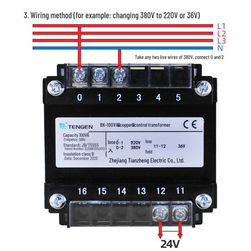 BK-100W 100VA All-Copper Transformer 380/220/110/36/24/12/6V Machine Tool Control