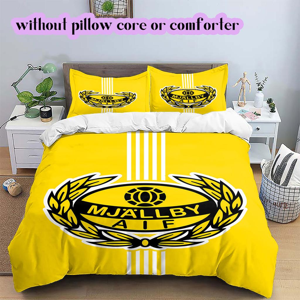 Mjällby AIF football Pattern Bedding,Quilt Set Quilt Cover Pillowcase Home Birthday Gift (1*duvet cover+2*pillowcase,without core)