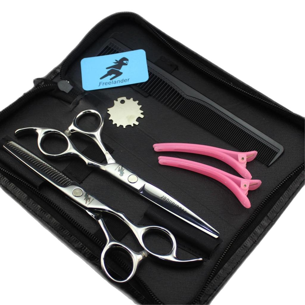 6" Stylish Hairdressing Scissor Set (Straight & Thinning Shears + Pouch + Comb)