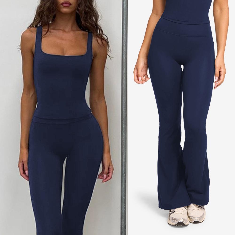 Yoga Suit, Trousers, Flared Pants, Women's Running Sports Vest, Women's Top, Pilates Quick-drying Suit