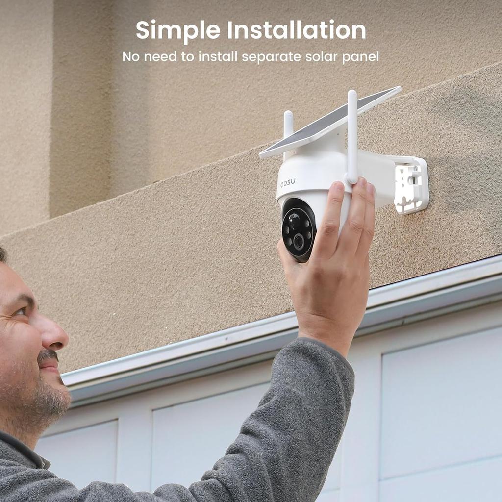 Telecamere di Sicurezza 5MP Esterno Wireless Kit 2 Camere, Sistema di Telecamere di Sicurezza Domestica ad Energia Solare con Pan & Tilt a 360° Tracciamento Automatico Visione Notturna a Colori 2K