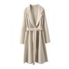 Petite Women's Mid-Length Camel Wool Coat - Loose Double-Faced Cashmere with Tie-Waist for Autumn and Winter.