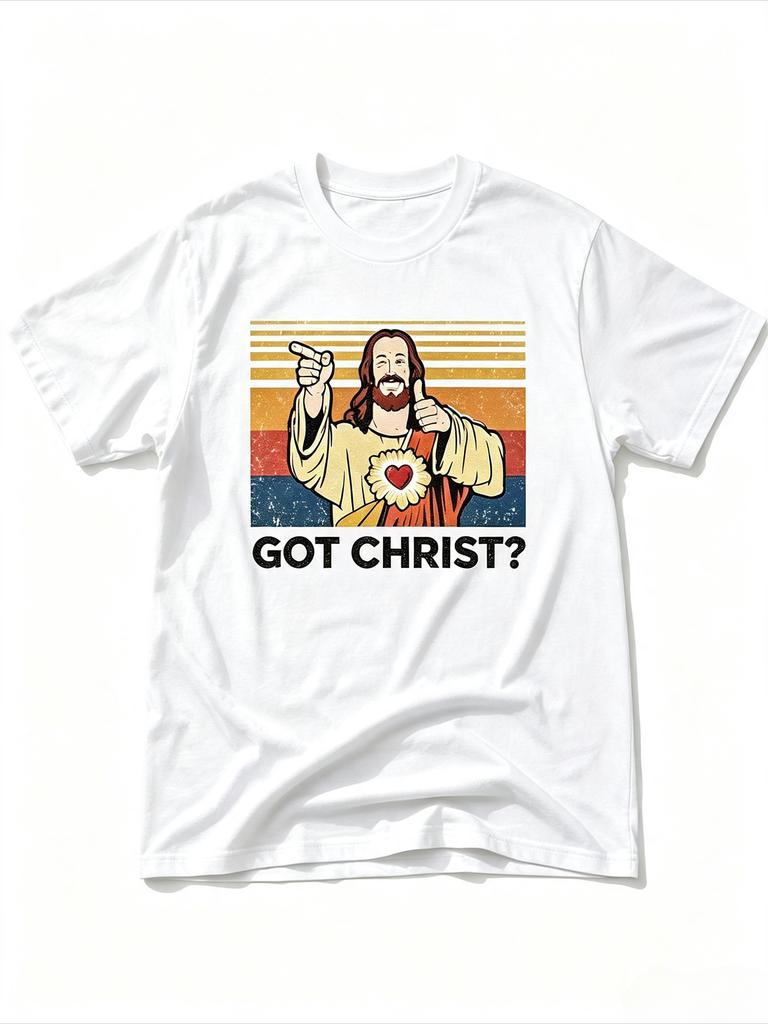 Unisex Funny Got Christ Retro Sunset Jesus Graphic TShirt Loose Oversized Harajuku Style Cotton Summer Streetwear Tee