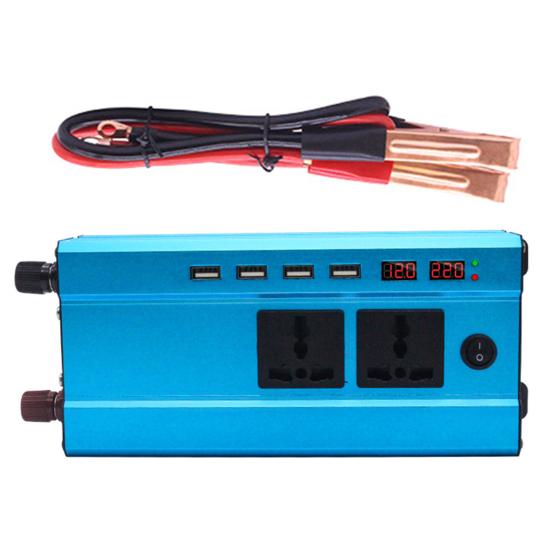 1200W Dijital Ekranlı Araba Güç İnvertörü Şarj Cihazı DC'den AC'ye Dönüştürücü 4 USB