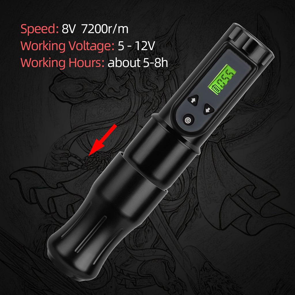 Wireless Tattoo Pen   Tattoo NaMachine Cartridge Needles Coreless Motor Electroplating LCD Display for Beginners