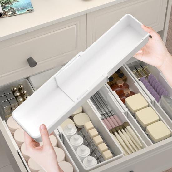 Telescopic Storage Box Drawer Organizer Large Capacity Smooth Edge Retractable Design Space-Saving Tableware