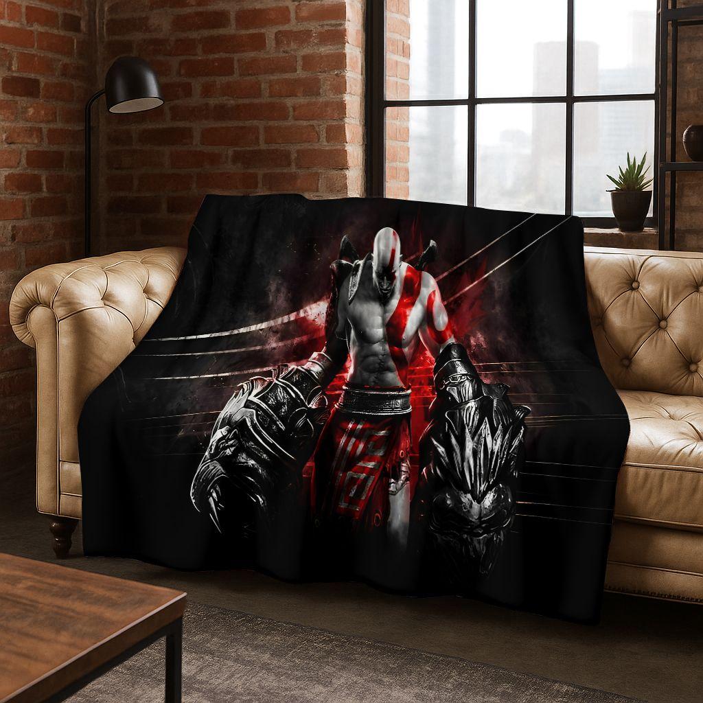 Classics God of War Kratos 3A Game Gamer Flannel Blanket,Warm and Cozy Soft Throw Blanket for Home Bedroom Bed Sofa Kid Gift