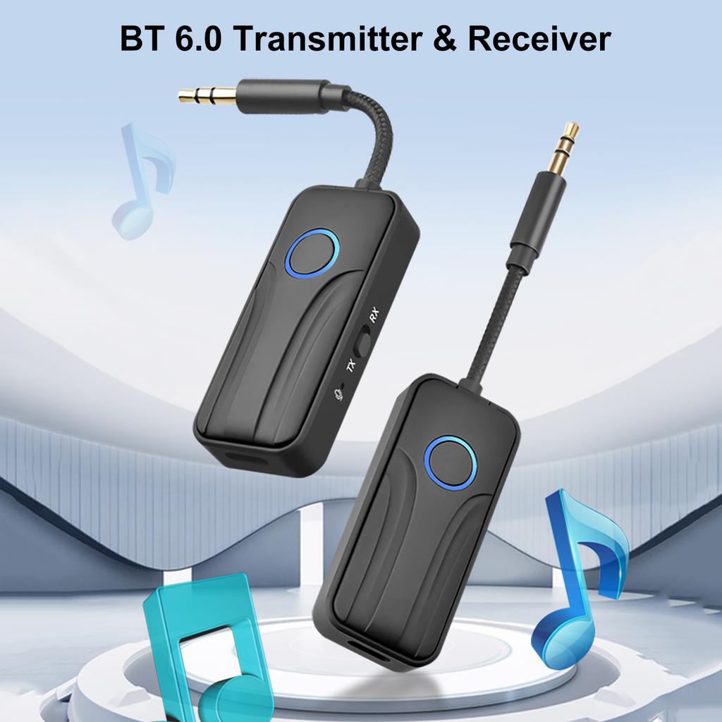 Bluetooth 6.0 AUX Audio Transmitter Receiver Wireless Adapter 3.5mm AUX Hi-Fi Stereo Music Audio Adapter For Car TV PC Speaker
