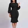 Sheath Business Women's Clothing Ol Temperament Size Dress Plus Solid Color