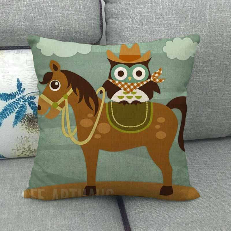 Cartoon Owl Series Digital Printing Short Plush Pillow Covers Decorative for Car Sofa Office Cushion Cover Home Goods