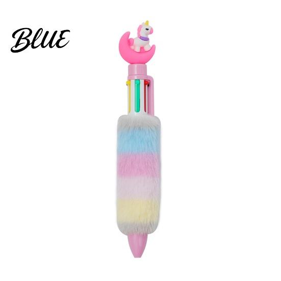 Office Supplies for Diary Decoration 6-in-1 Retractable Gel Pen Cute Unicorn Plush Doll Decor 6 in 1 Color Pens 0.5mm Multicolor Ballpoint