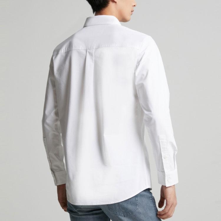 Calvin Klein Single Breasted Embroidered Long Sleeve Shirt Men Shirts Moonlight-White J324904