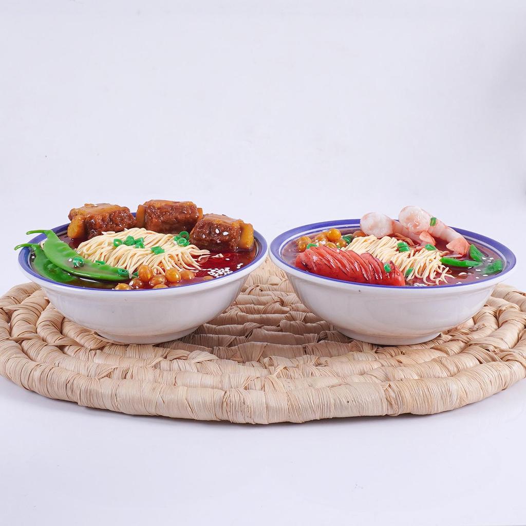 1:1 Lanzhou Lamian Fake Noodles Model - Big Bowl Beef & Seafood Display Prop