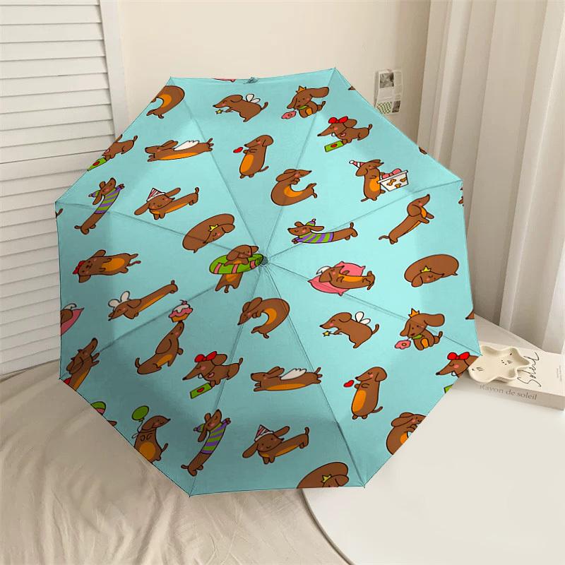

1PC Dachshund Party Automatic Open/Close Umbrella with Windproof, 8-Rib Sturdy Canopy, Durable Ribs, Fashionable Design, 1301a