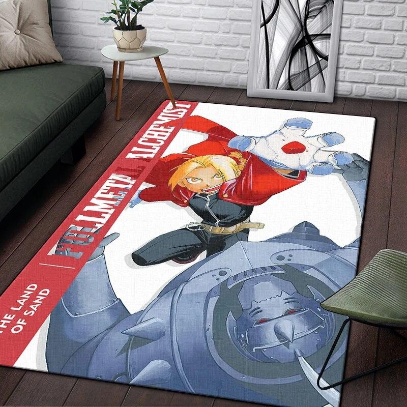 Fullmetal Alchemist Anime Painting Carpet for Living Room Large Area Rug Black Soft Carpet Home Decoration Mats Boho Rugs Picnic