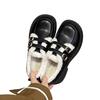 Fashion British Style Leather Shoes for Girls Winter 2024 Thick Soled Lamb Wool Warm Uniform School Cotton Shoes Plush PU Woman