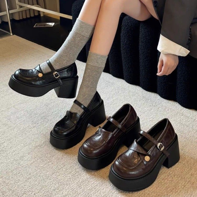 British Style Platform Thick Heel Single Shoes Spring and Summer New Fashion Versatile Skirt Mary Jane Single Shoes