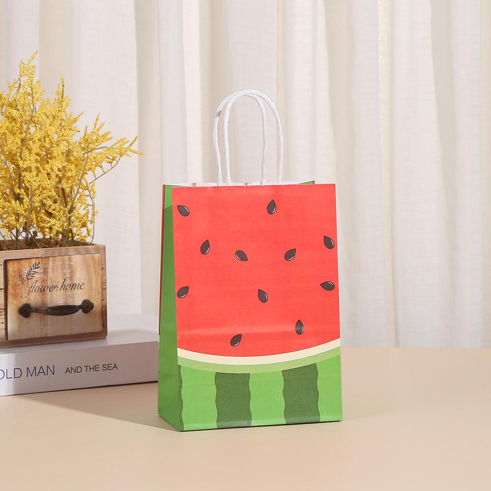 StoBag, Strawberry Kraft Paper Gift Bag, Fruit pattern, for Packaging Candy Snack, Baby Shower, birthday Supplies, Reusable