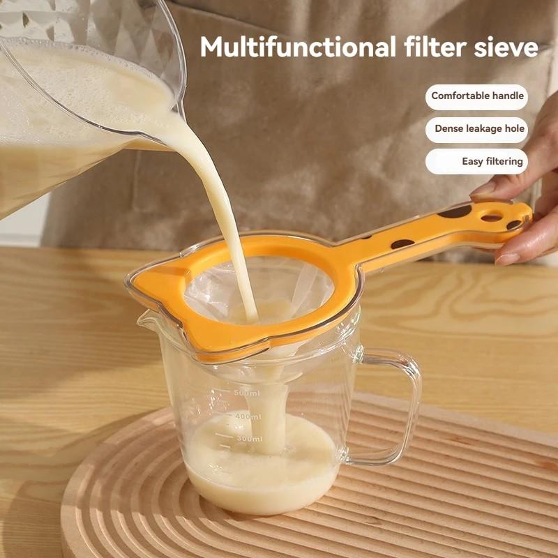 120 Maschen Küchenöltrichter mit Filter 2 in 1 Trichterfilter mit Griff Doppellagiges Feinmaschiges Sieb Tragbarer Saftseiher Kaffee