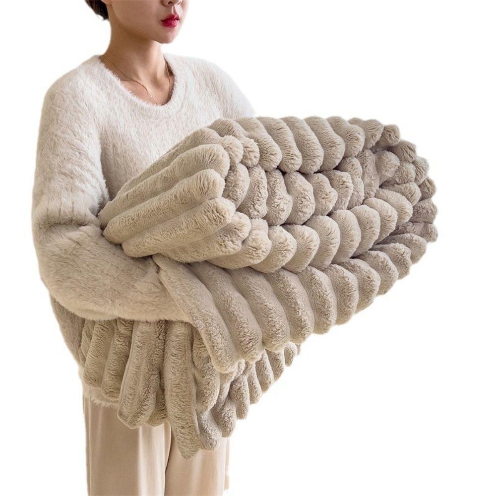 Warm Warm Blanket Double Sided Conditioning Quilt New Plush Striped Blankets