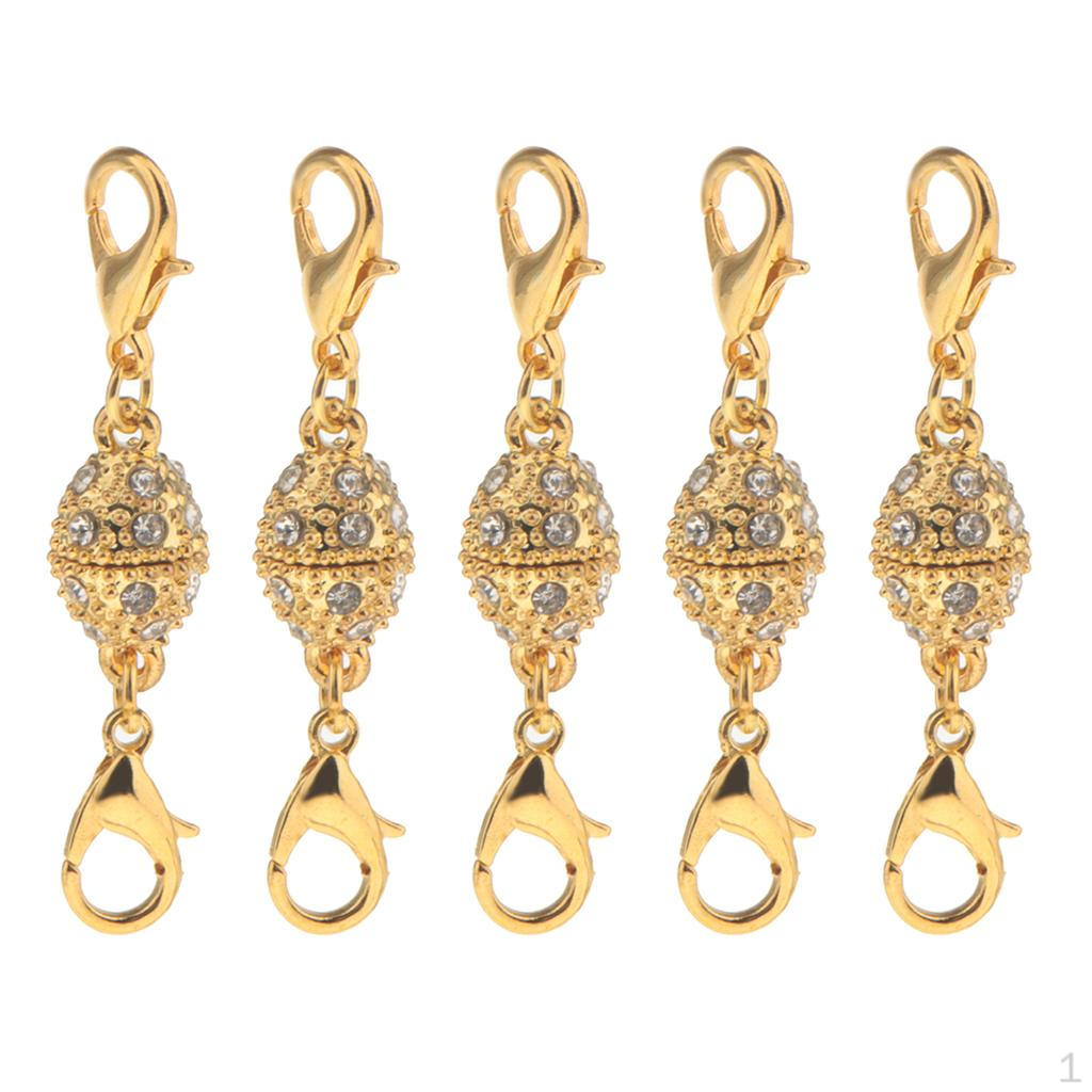

5 Piece 8mm Oval Ball Lobster Clasps DIY Jewelry Necklace Bracelet Fastener Claw Magnetic Hook золотий