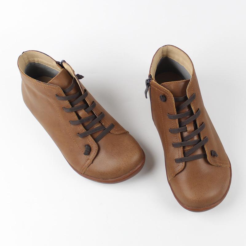 Fashion Vintage Leather Women's Ankle Boots Brown Riding Boots Casual Cowhide Leather Shoes