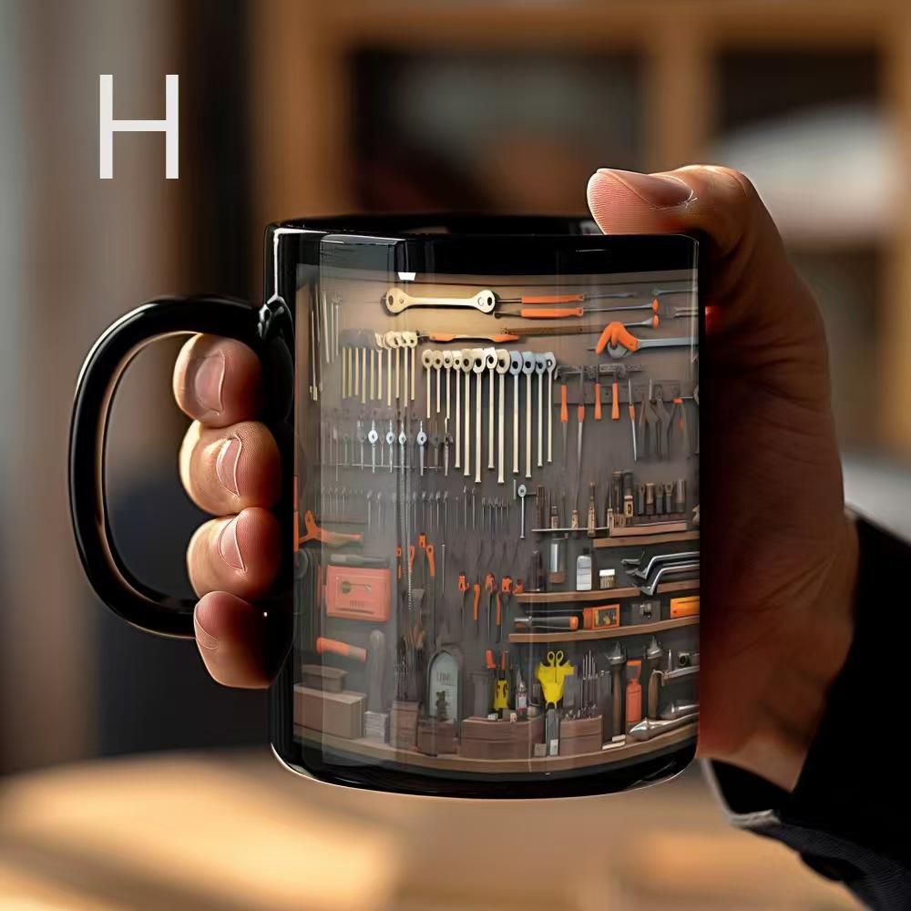 Black Tool Box Mug Men Creative Mug Mechanic Ceramic Mug Diagram Coffee Cup