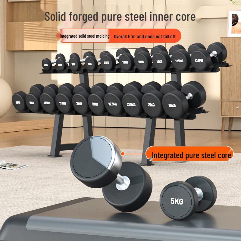Rubber-Coated Fixed Dumbbell & Rack Sets
