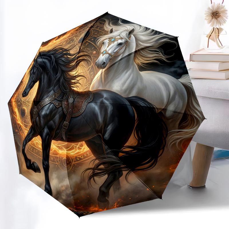 

1pc Sturdy 8-Bone Auto Umbrella, Majestic Desert Goat Umbrella, Digital Printed, Foldable Umbrella for On-the-Go Outdoor Use