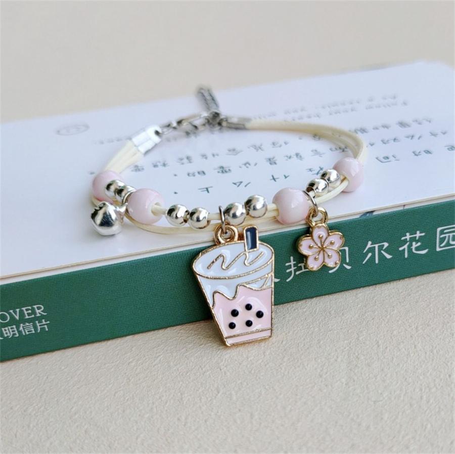 Korean Cute Cartoon Rabbit Flower Pendant Bracelets For Women Girls Fashion Charm Bell Butterfly Cat Bracelet Friendship Jewelry