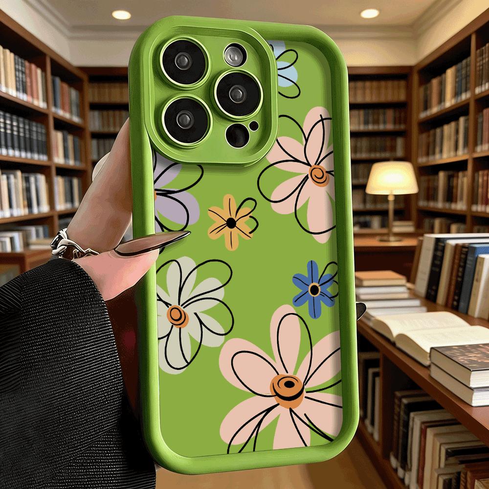 Minimalist Floral Pattern Phone Case for iPhone 17 16 15 14 13 12 11 Pro Max Plus Anti Scratch, Gel Flexible Protective
