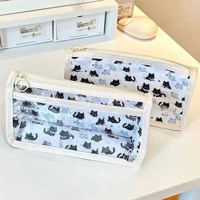 Translucent Pencil Case Cartoon Storage Bag Large Capacity Portable Pen Bags Students School Stationery Box