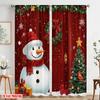 2pcs,2D Plane Printing Curtains&Window Treatment Cute Snowman Christmas Greeting 100% Polyester (without Rod) Art Deco Festive