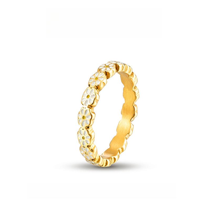 Niche Simple Oil Drip Jewelry Retro Light Luxury Personalized Ins Wind Ring Female Daisy Ring