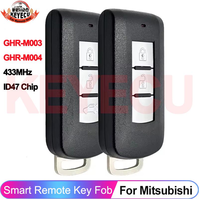 KEYECU GHR-M004 GHR-M003 For Mitsubishi Pajero Sport L200 2015 2016 2017 2018 2019 Montero Smart ID47 Chip 433MHz Car Remote Key