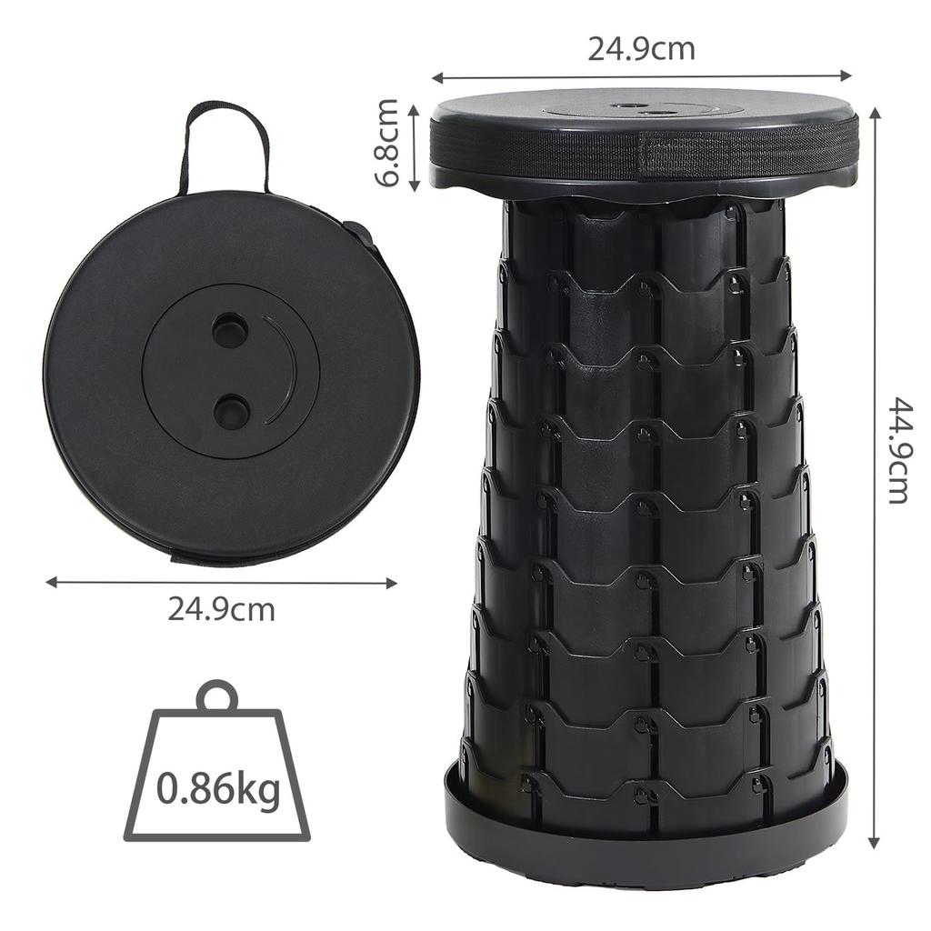 Portable Extendable Lightweight Folding Thickened Model Black [HAWK TRIP] Stool, Chair, -