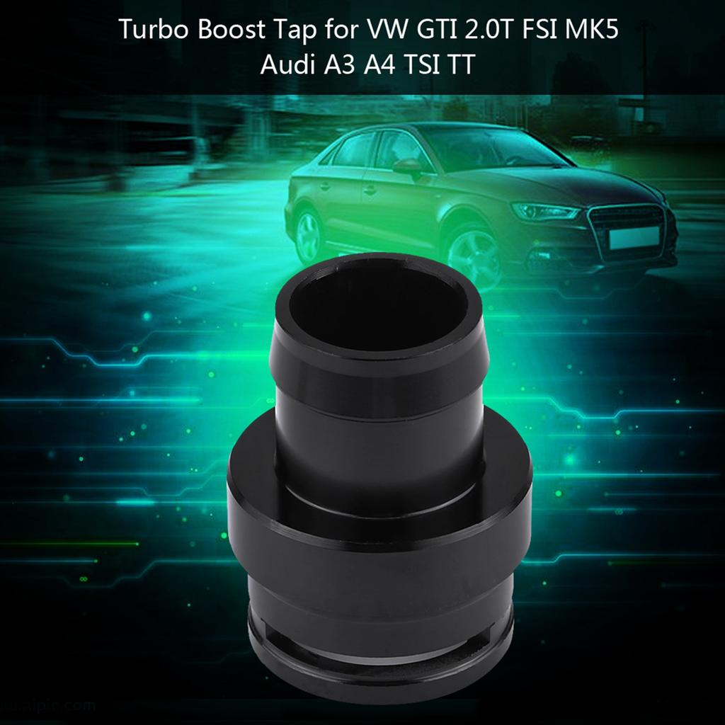 Boost Tap Vacuum Sensor Adapter, High Performance Aluminum Alloy Engine Source Connector for 2.0T FSI Vehicles Black