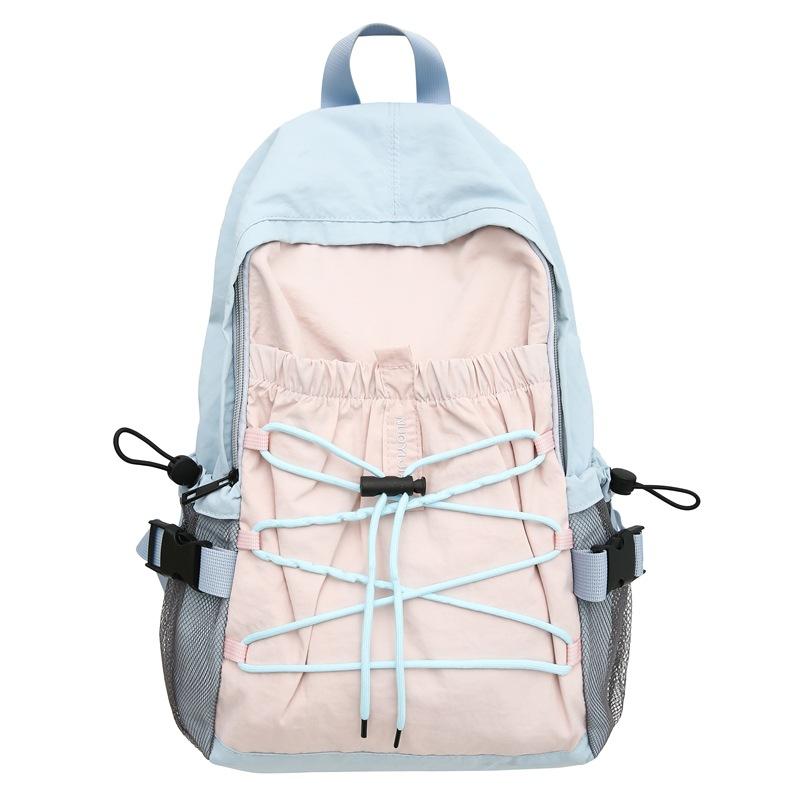 Schoolbag1011 Fashion Contrast Color Backpack Niche Design Large Capacity Outdoor Mountaineering Travel Bag Casual Light Backpack