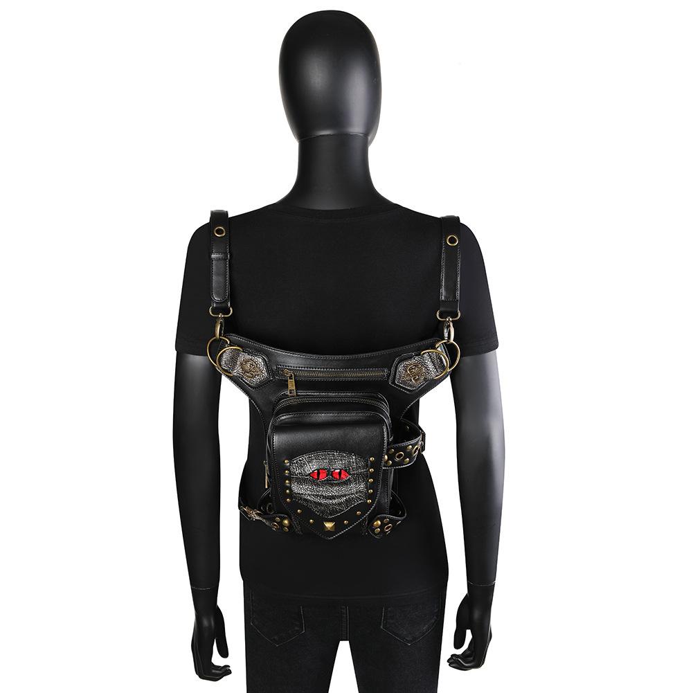 Femei cu genți, genți punk europene și americane cu lanț, motociclete de nișă din PU, femei cu genți crossbody cu un singur umăr și bărbați cu genți de talie