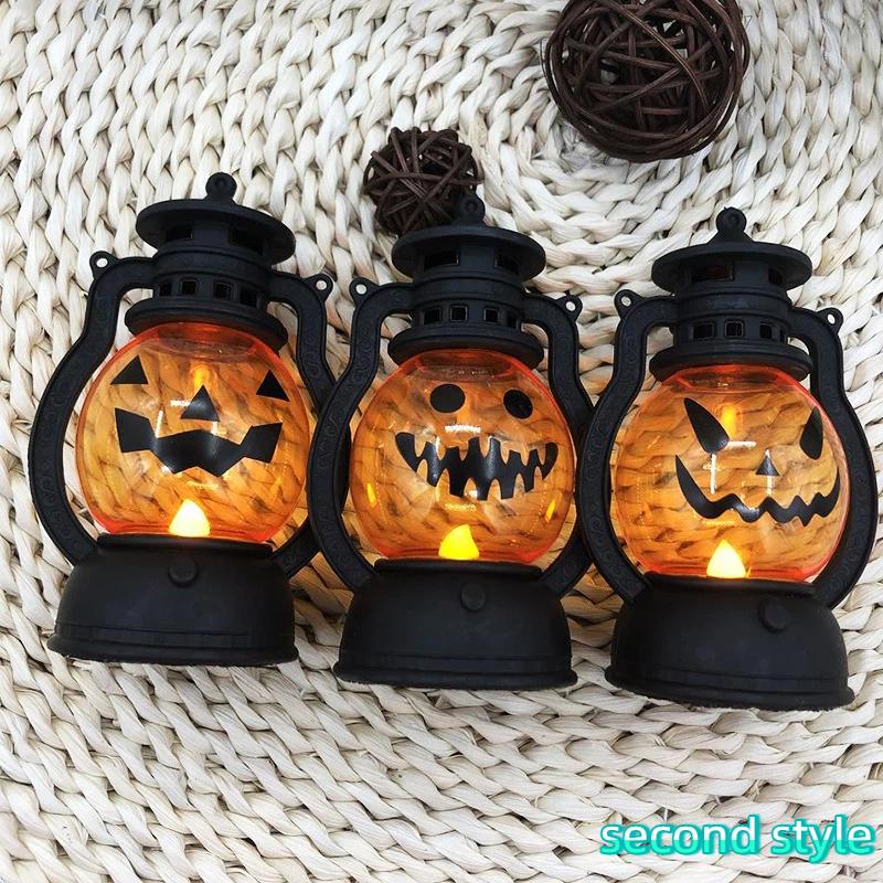 Mini Halloween Pumpkin LED Lantern With Warm Flickering Light For Halloween Home Party Tabletop Decor Gifts