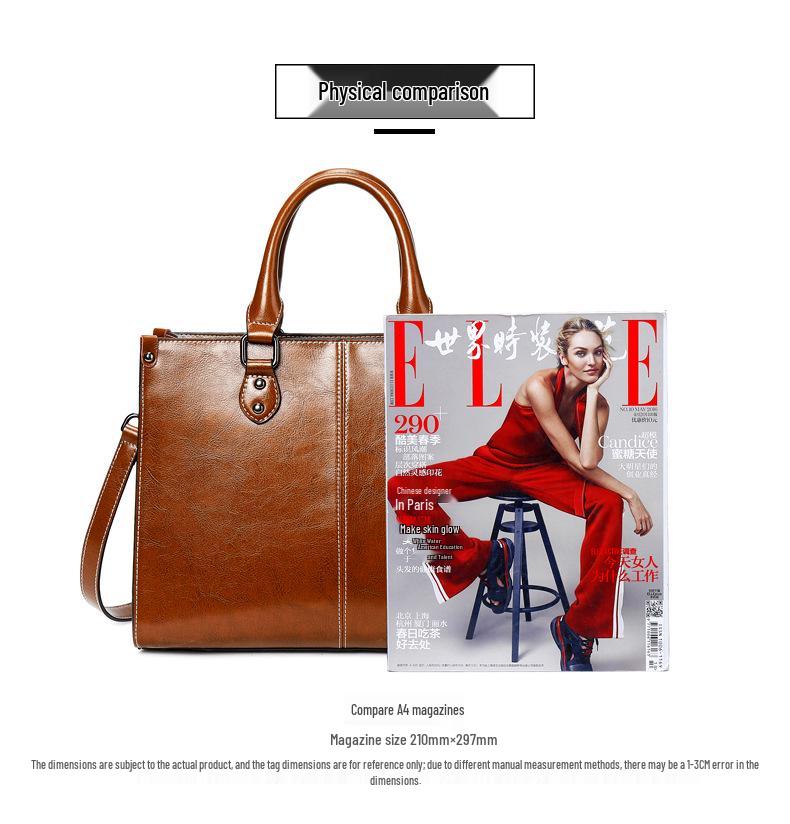 Borsa a tracolla da donna in vera pelle di grande capacità - Borsa versatile per il tempo libero e il lavoro