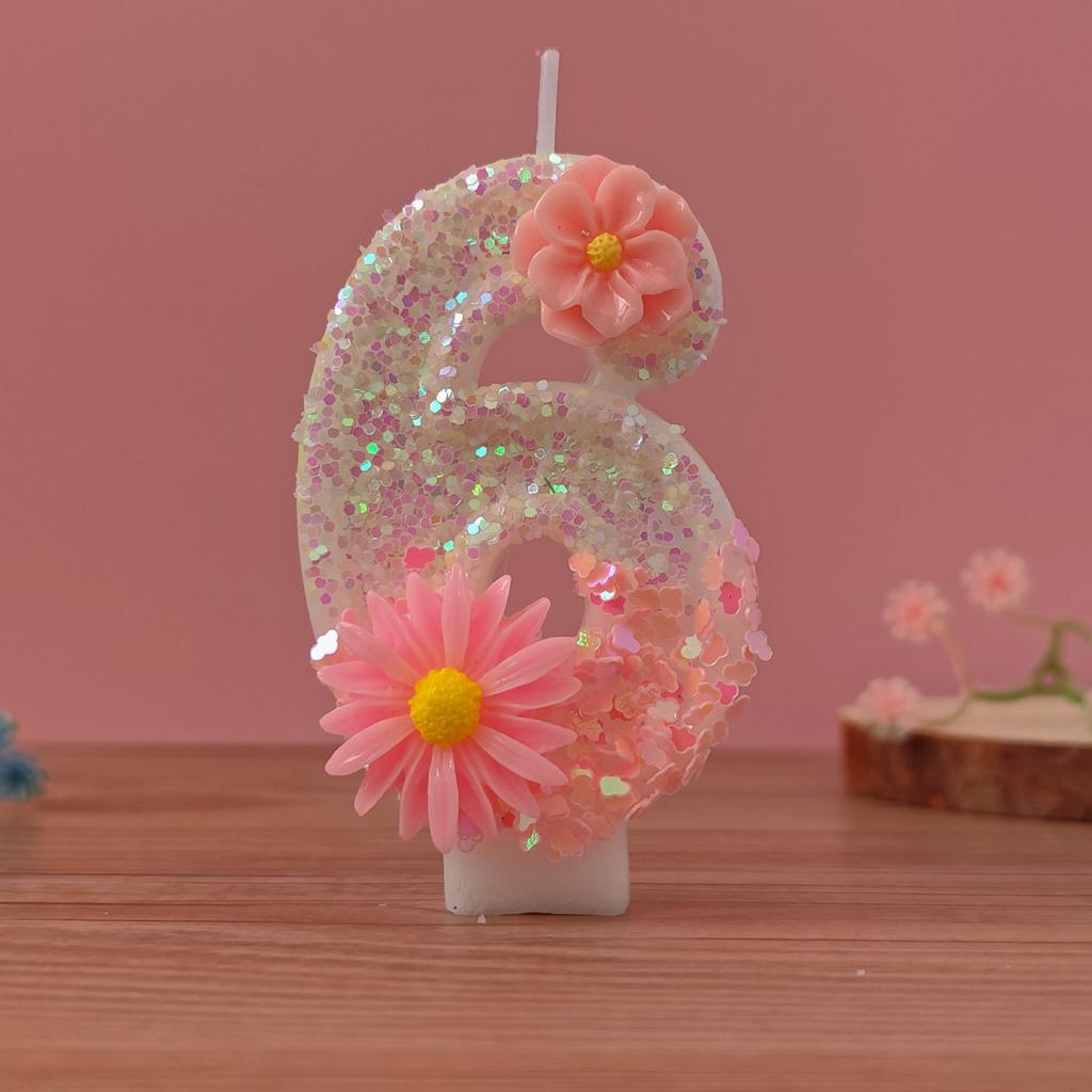 Number Shaped Birthday Candle with Decorative Floral Design for Cake Decoration and Party Use Suitable for Baking and Celebrations 0-9 Digit Options