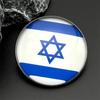 Blue Israel Flag Star Of David Glass Round Brooch for Women Men Stainless Steel Silver Color Je Pins Badge Jewelry Gift