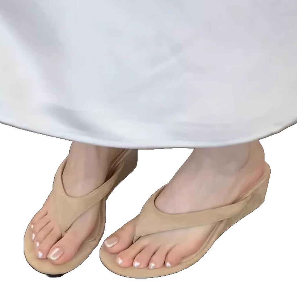Sheepskin Version~ French High-end Wedge Sandals 2025 New Casual Flip-flops Toe Thick-soled Cool Slippers
