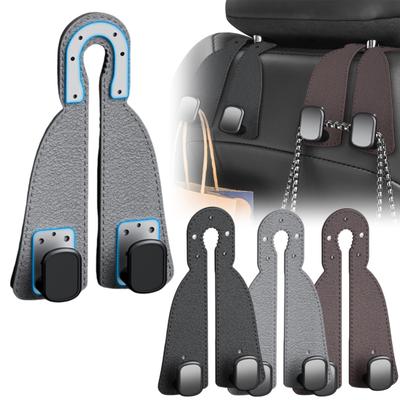1/2Pcs Car Headrest Hook for Car Seat Back Storage Faux Leather Car Purse Hook Dual Car Bags Hooks for Car SUV Truck