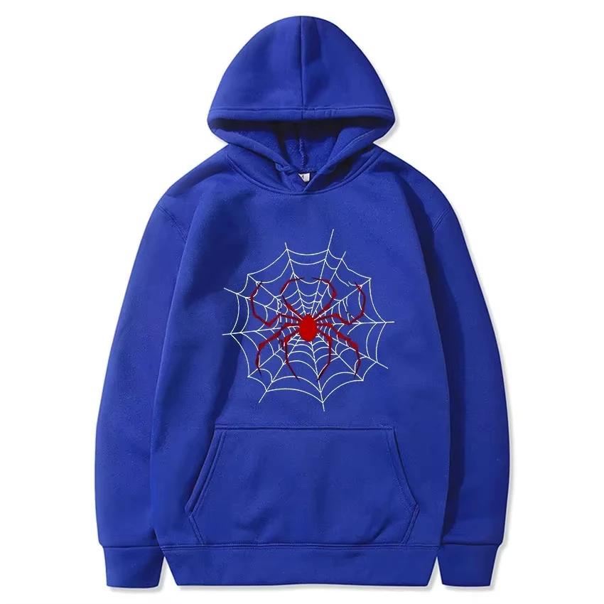 Red Spider Print Hoodie Men's Autumn and Winter Street Fashion Daily Versatile Hoodie Loose Hooded Sweatshirt Fashion