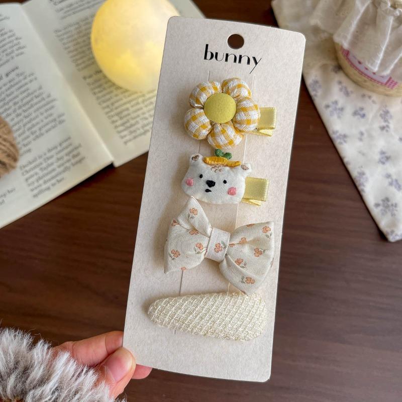 Spring and Summer New Rabbit Bow Combination Set Hairpin Cartoon Small Fresh Baby Side Does Not Hurt The Hairpin Female