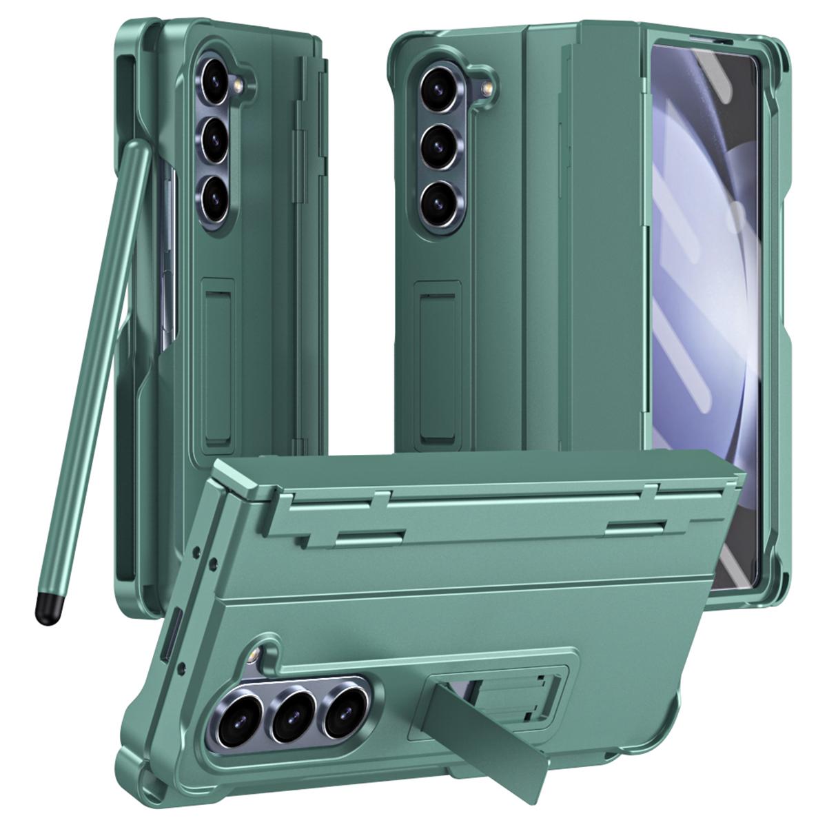 

For Samsung Galaxy Z Fold6 5G Case Kickstand Hard PC Phone Cover with Stylus Green