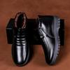 Men's Trendy Korean Style Black Leather Shoes - Breathable Casual and Formal Round Toe Design