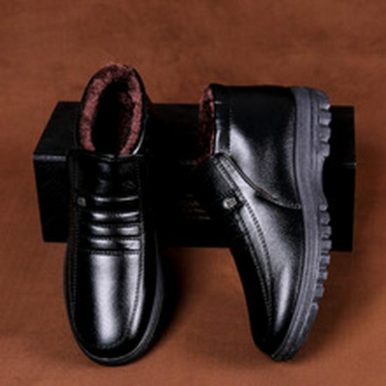 Men's Trendy Korean Style Black Leather Shoes - Breathable Casual and Formal Round Toe Design